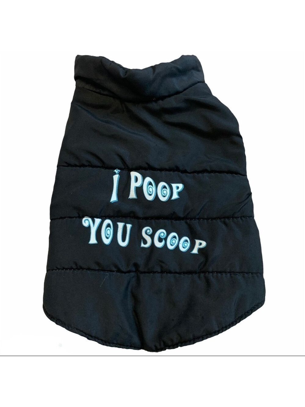 DOG “I Poop You Scoop” Black Coat Sz S